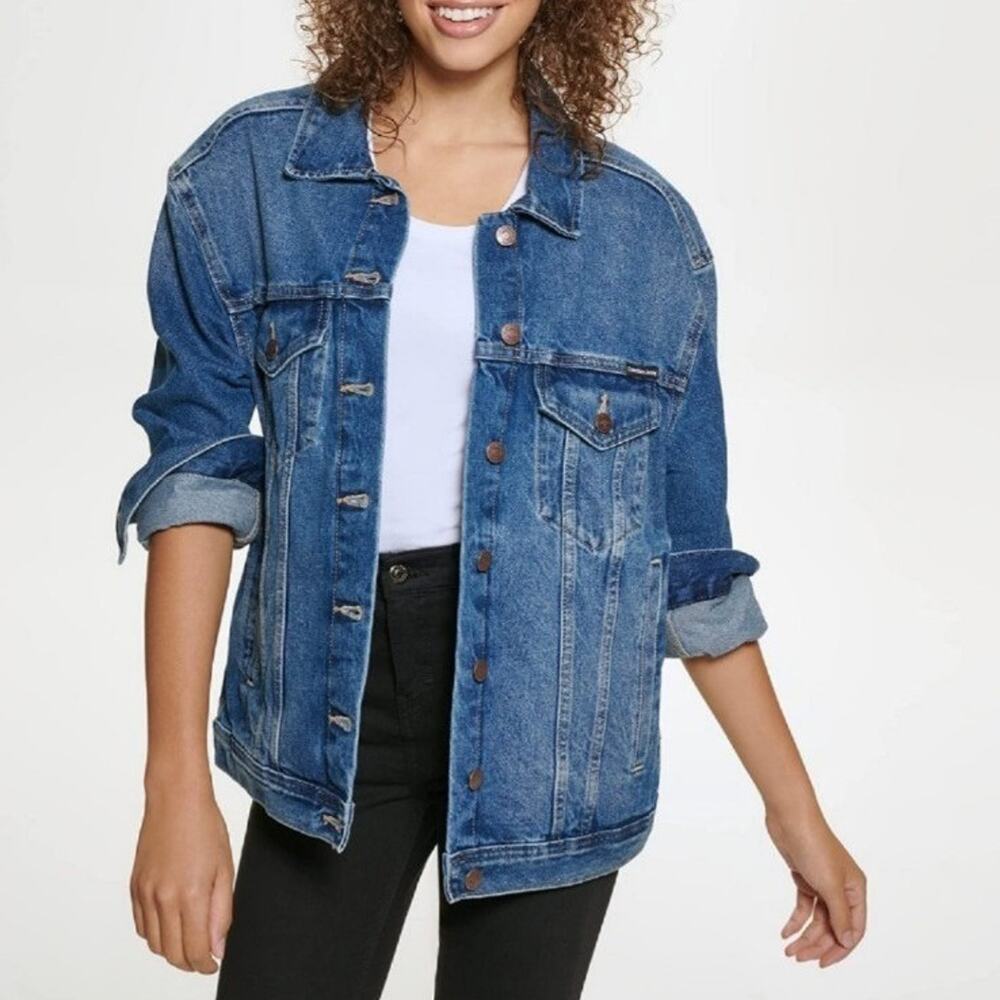 Calvin Klein Jeans Women's Trucker Jacket, Santa Marta, Medium NWT